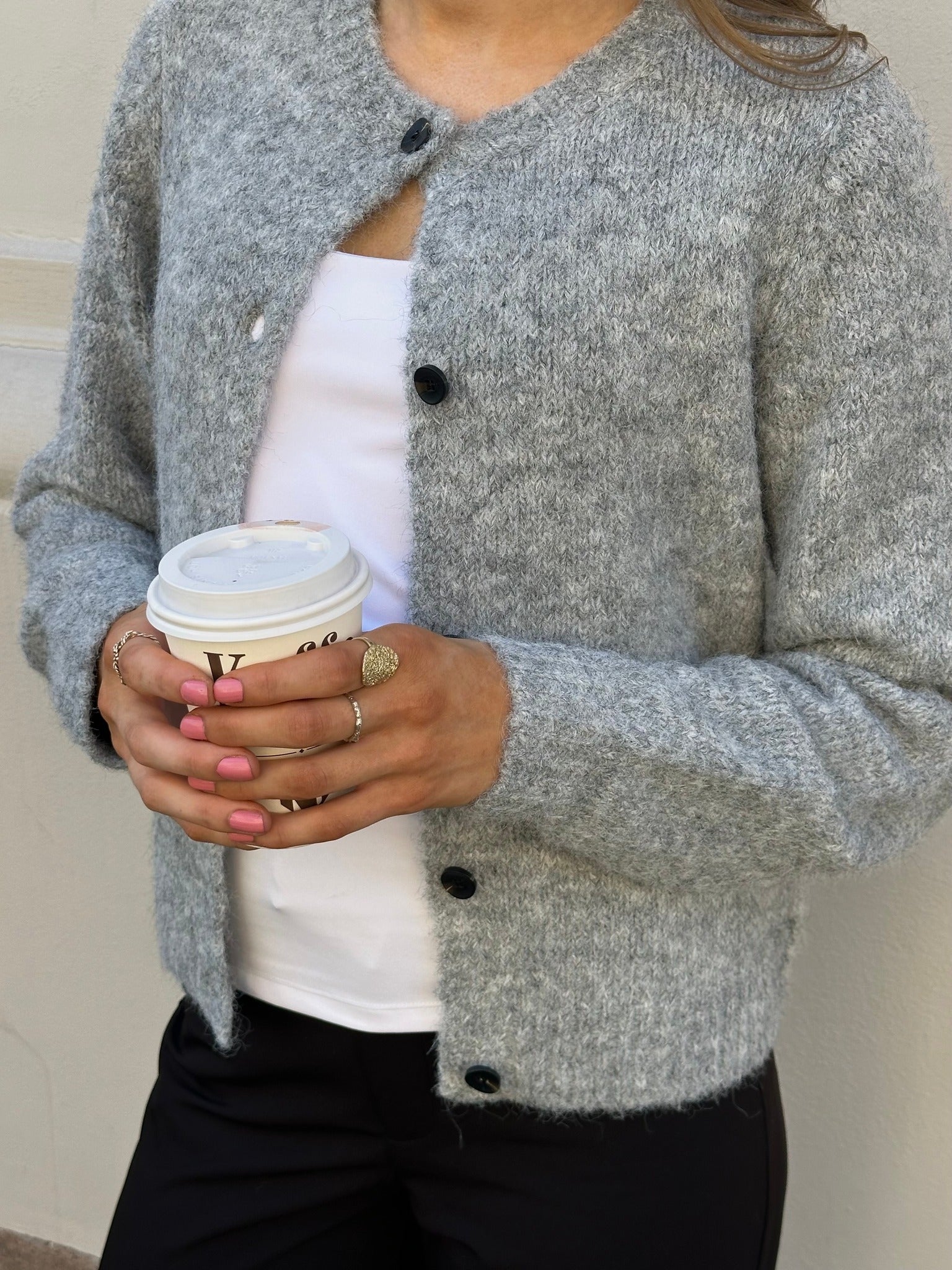 VMNOVAH Knit Cardigan - Medium Grey Melange